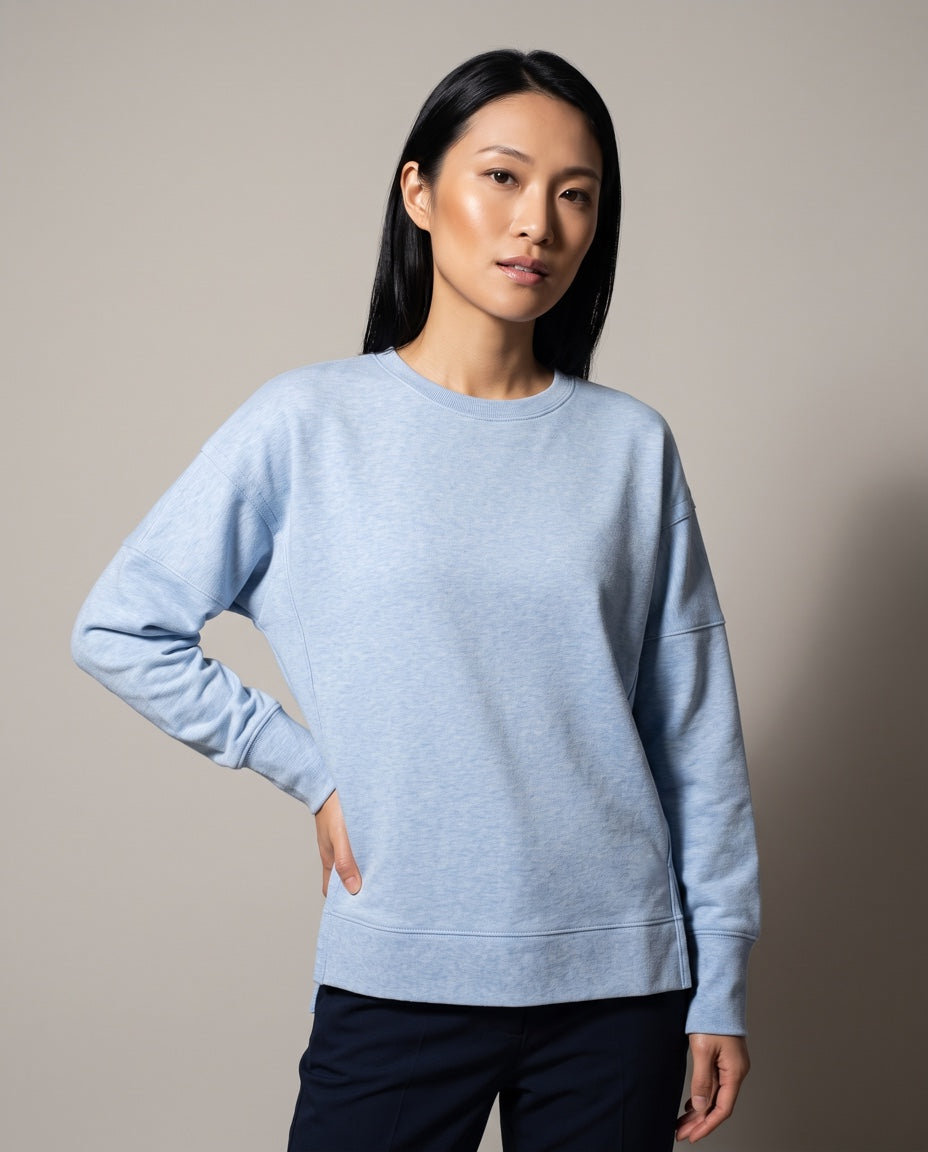 Women's Crew Neck Sweatshirt in Light Blue, studio front view