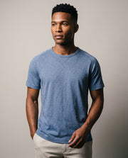 Men's Short Sleeve Tee in Denim, studio front view