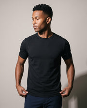 Men's SwingFree™ Performance Crew Tee in Black, studio front view