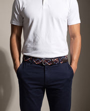 Men's Braided Belt in Navy-Multi, studio front view