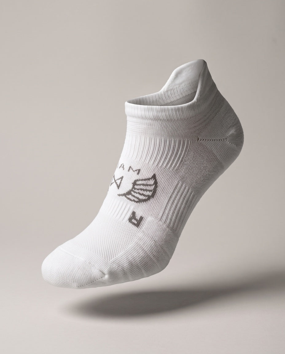 Men's Low Cut Golf Sock in White, studio front view