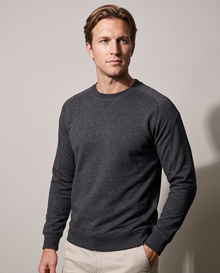 Men's Crew Neck Sweatshirt in Charcoal, studio front view