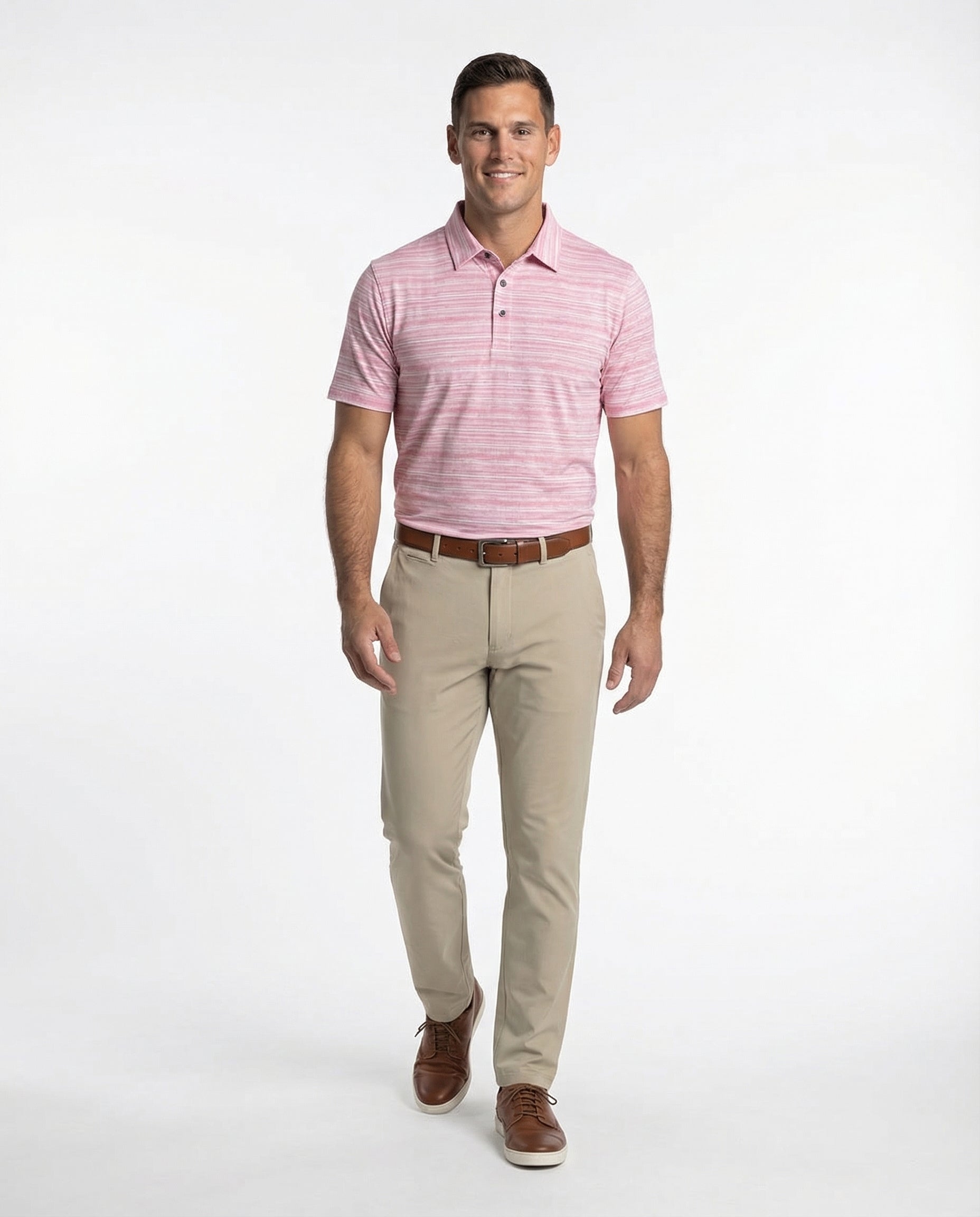 Greg - Mens 3 Button Broken Stripe Polo