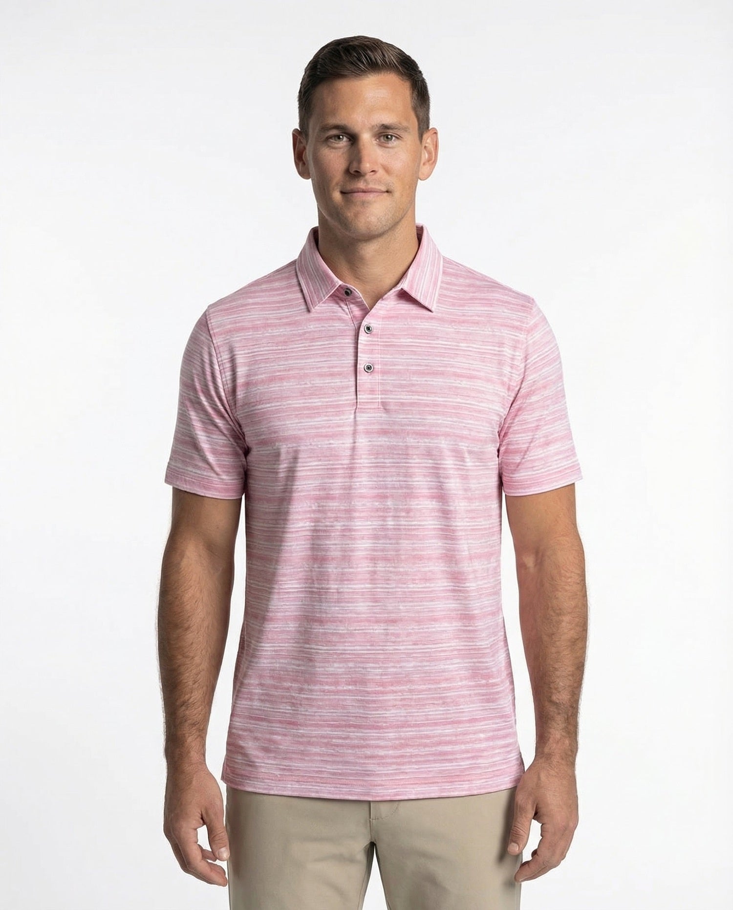 Greg - Mens 3 Button Broken Stripe Polo