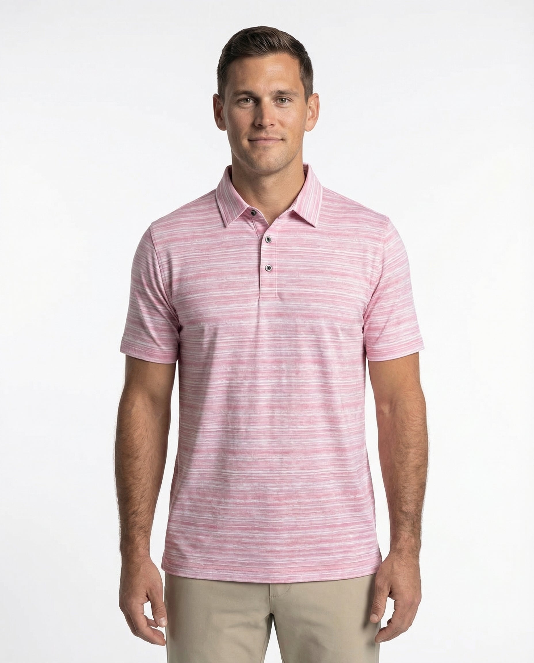 Greg - Mens 3 Button Broken Stripe Polo