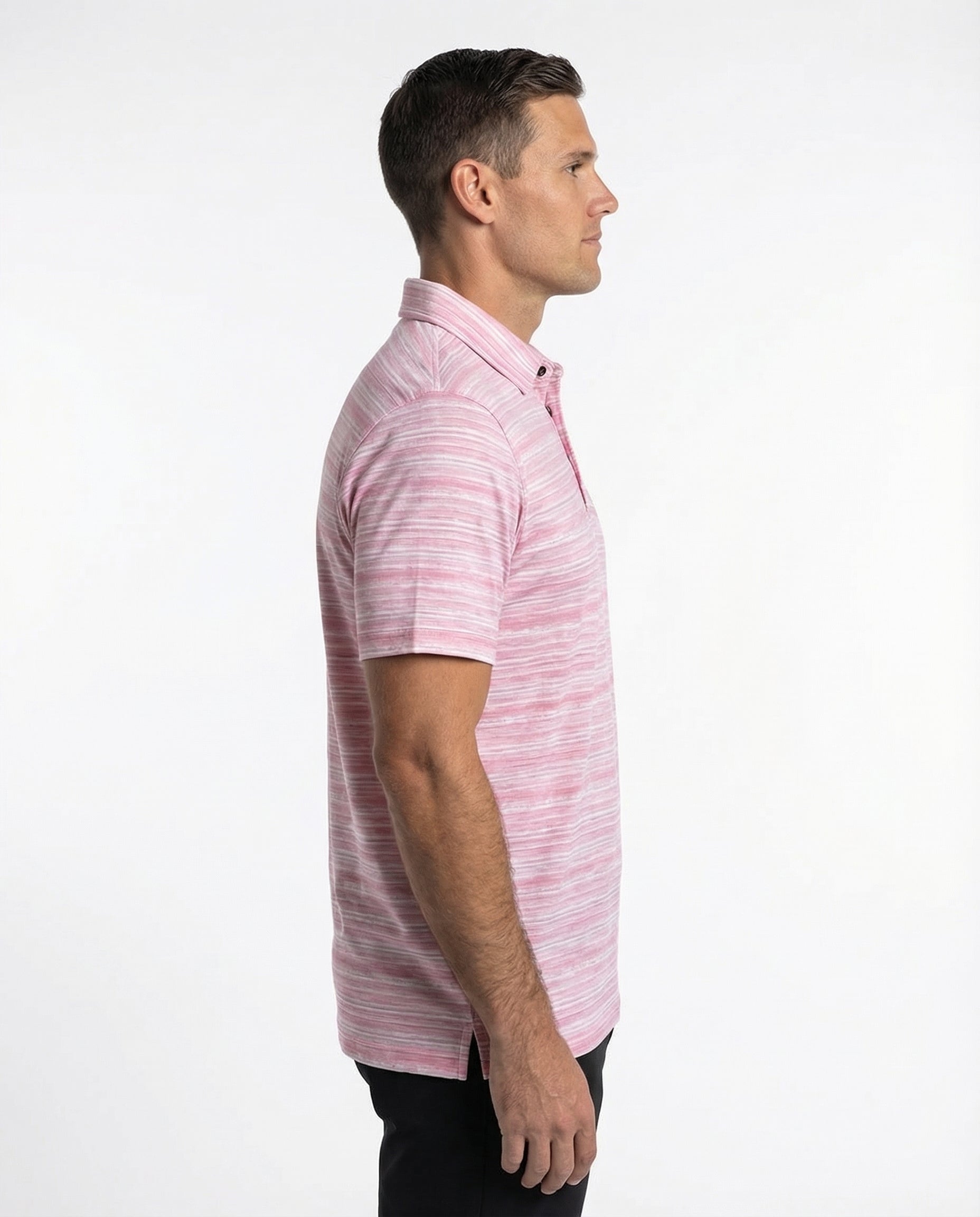 Greg - Mens 3 Button Broken Stripe Polo