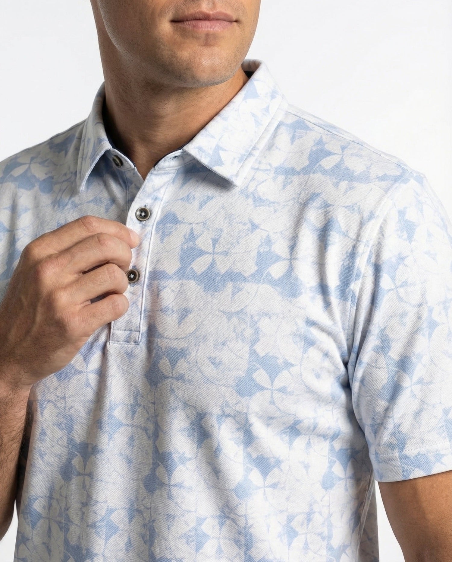 Men's 3 Button Abstract Pique Polo