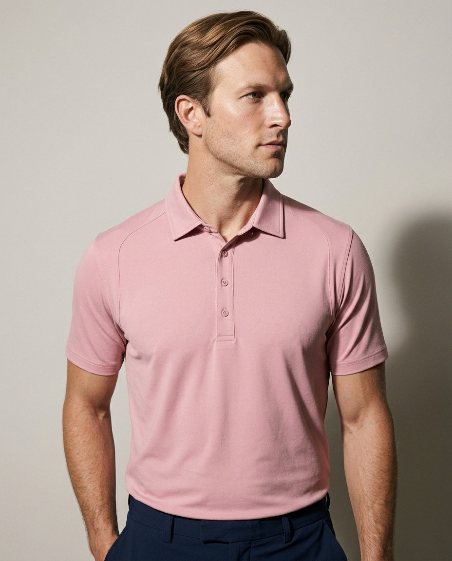 Men's SwingFree™ Performance Polo in Light Pink, studio front view
