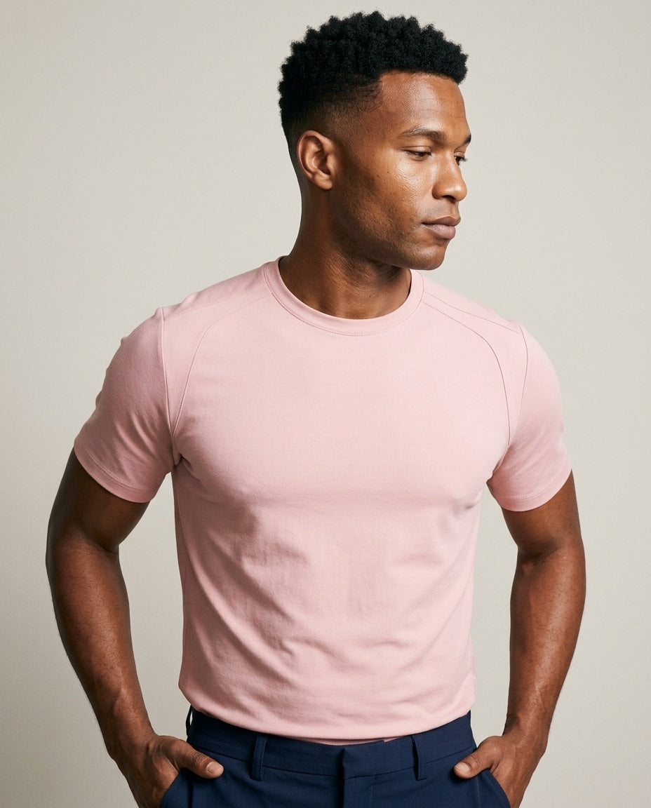 Men's SwingFree™ Performance Crew Tee in Light Pink, studio front view