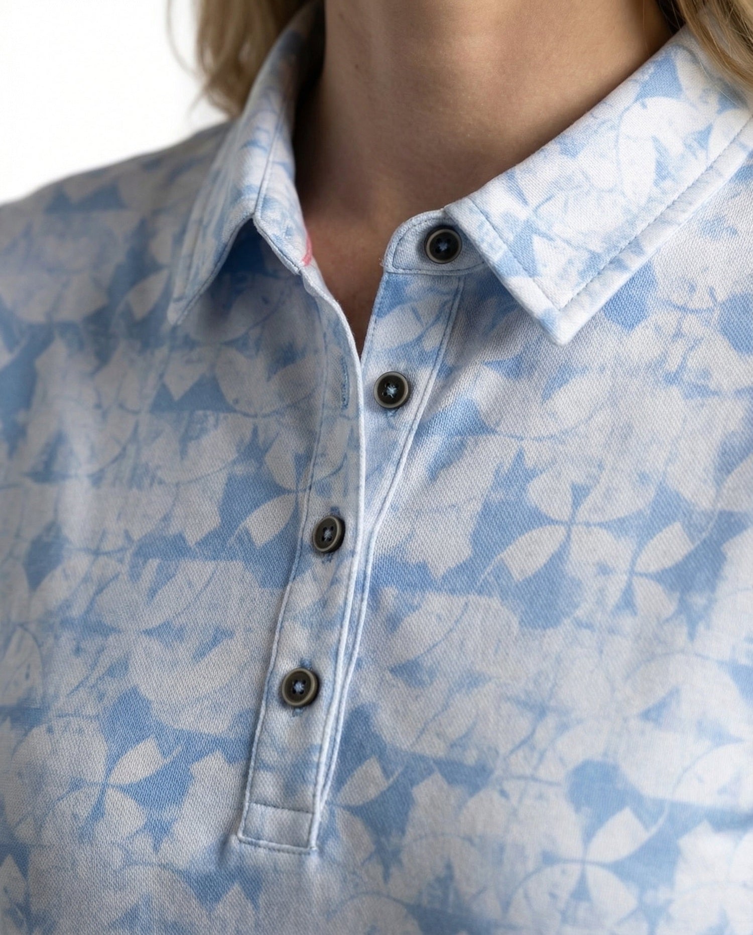 Women's 4 Button Abstract Pique Polo