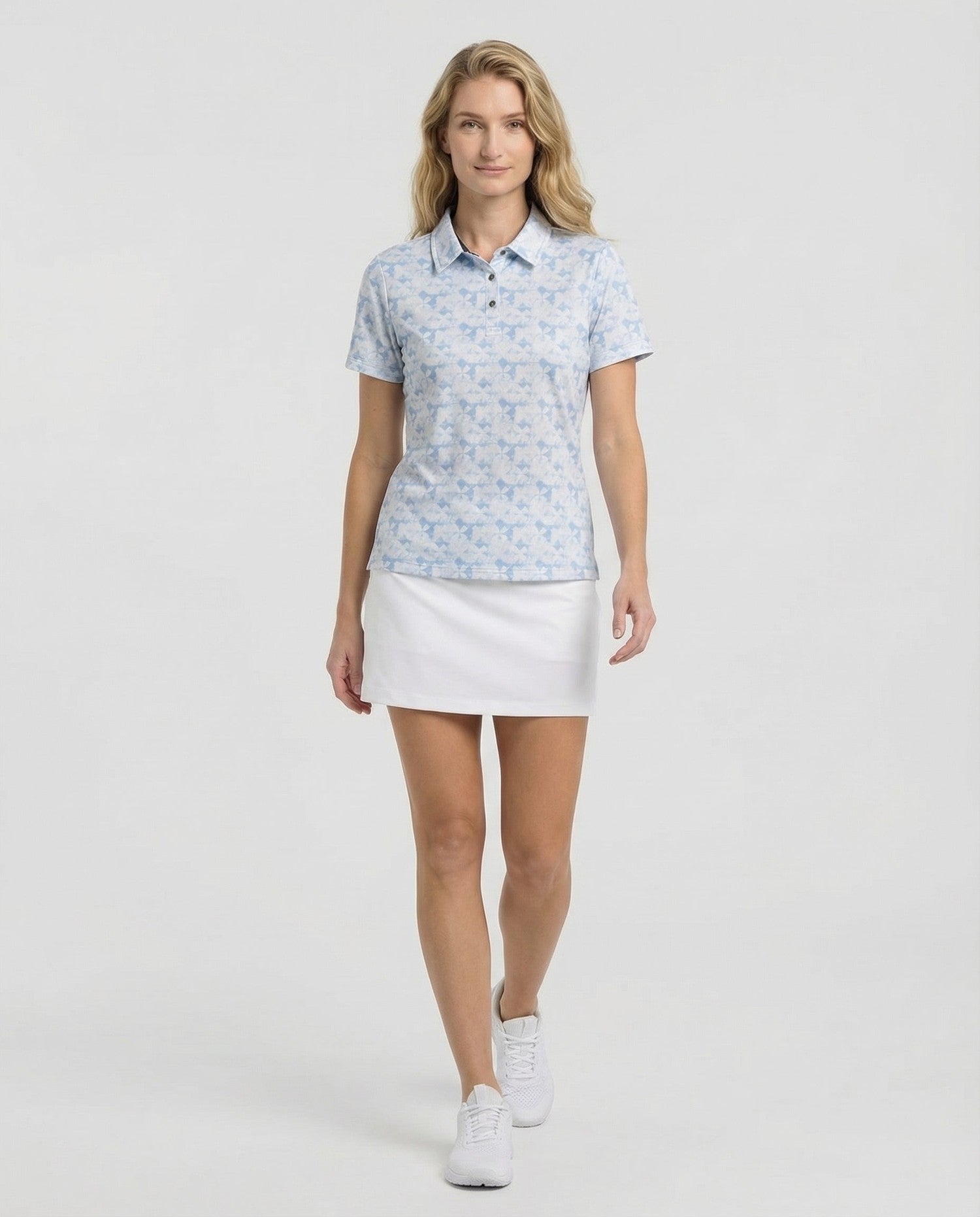 Women's 4 Button Abstract Pique Polo
