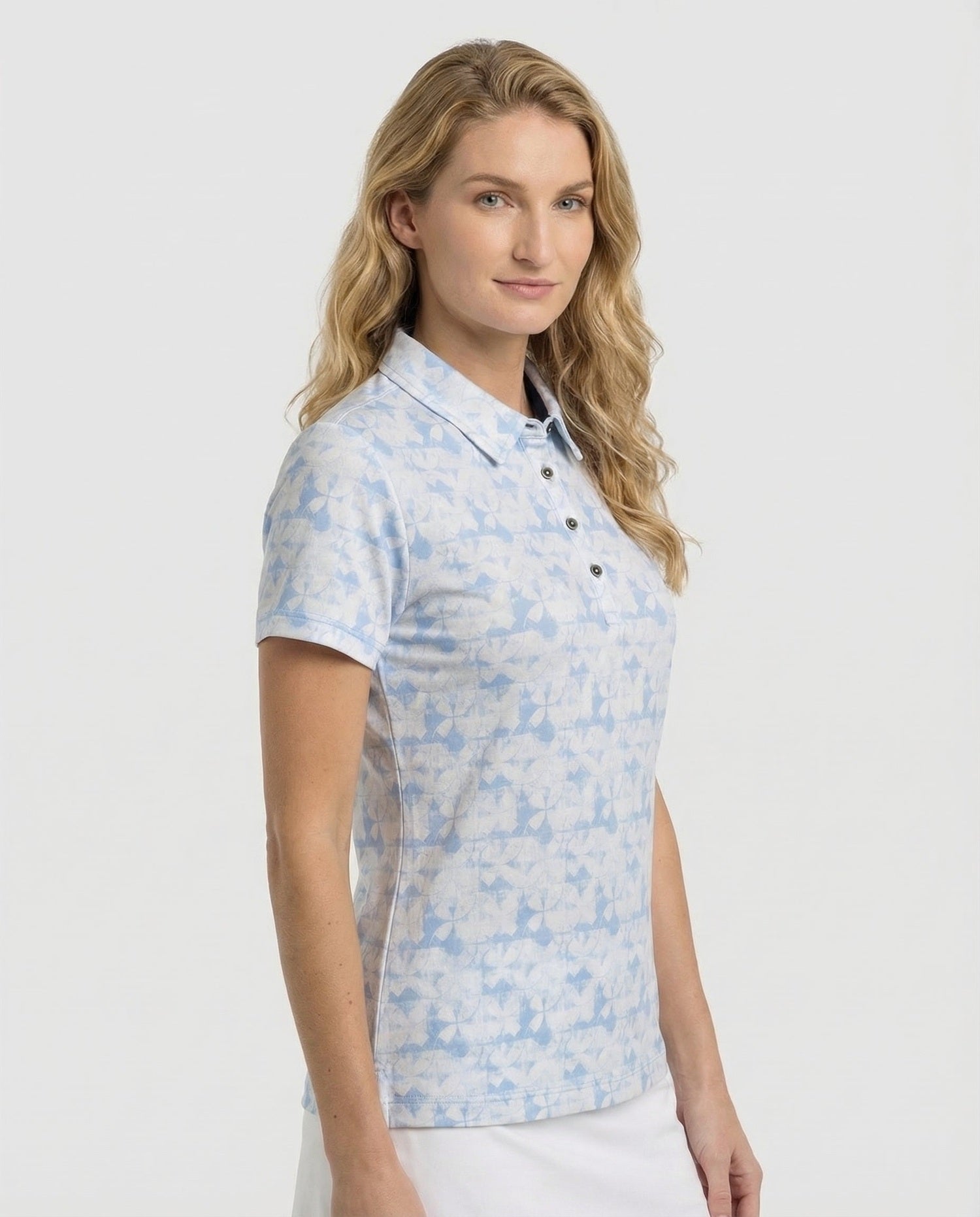Women's 4 Button Abstract Pique Polo