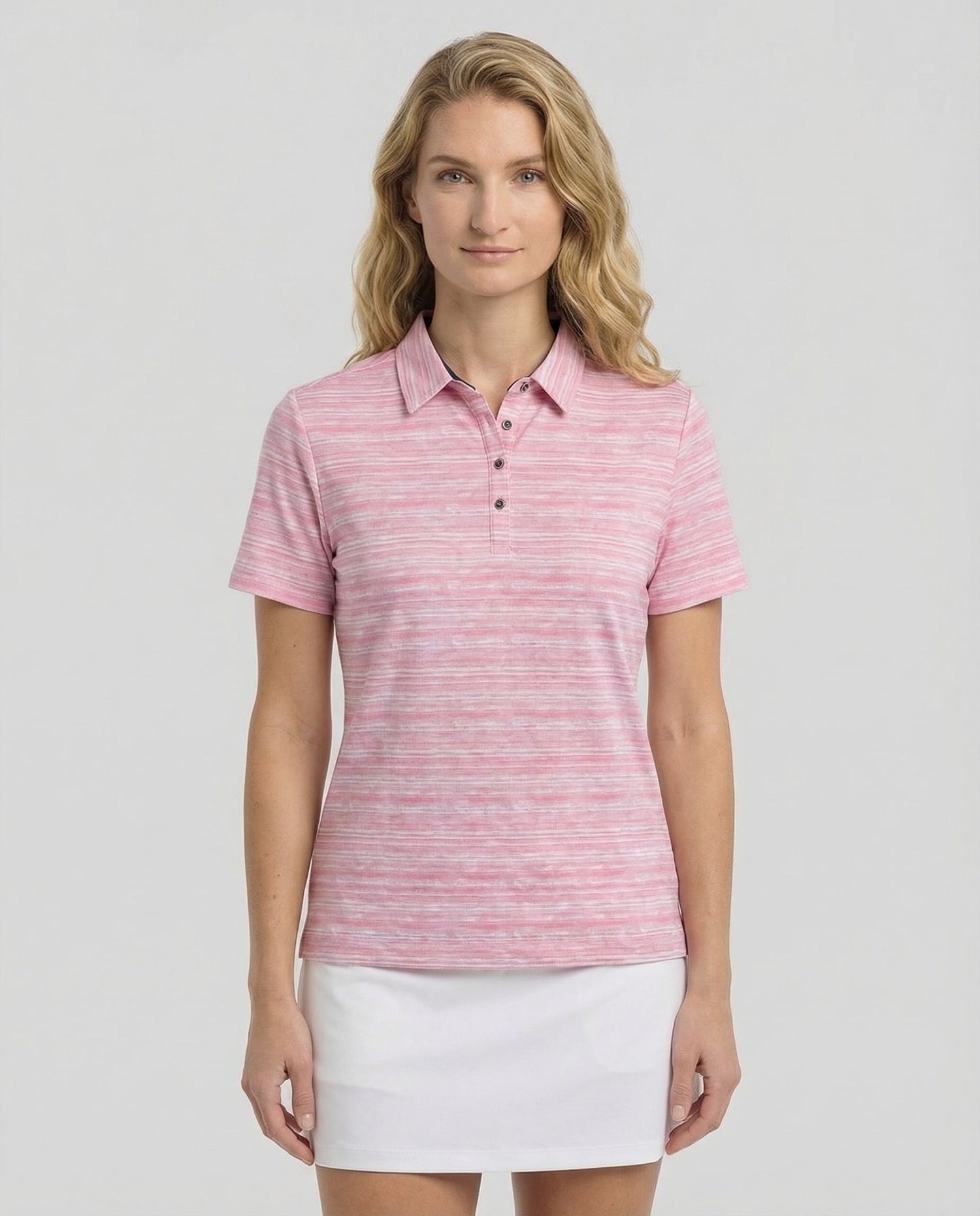 Nancy - Womens 4 Button Broken Stripe Polo