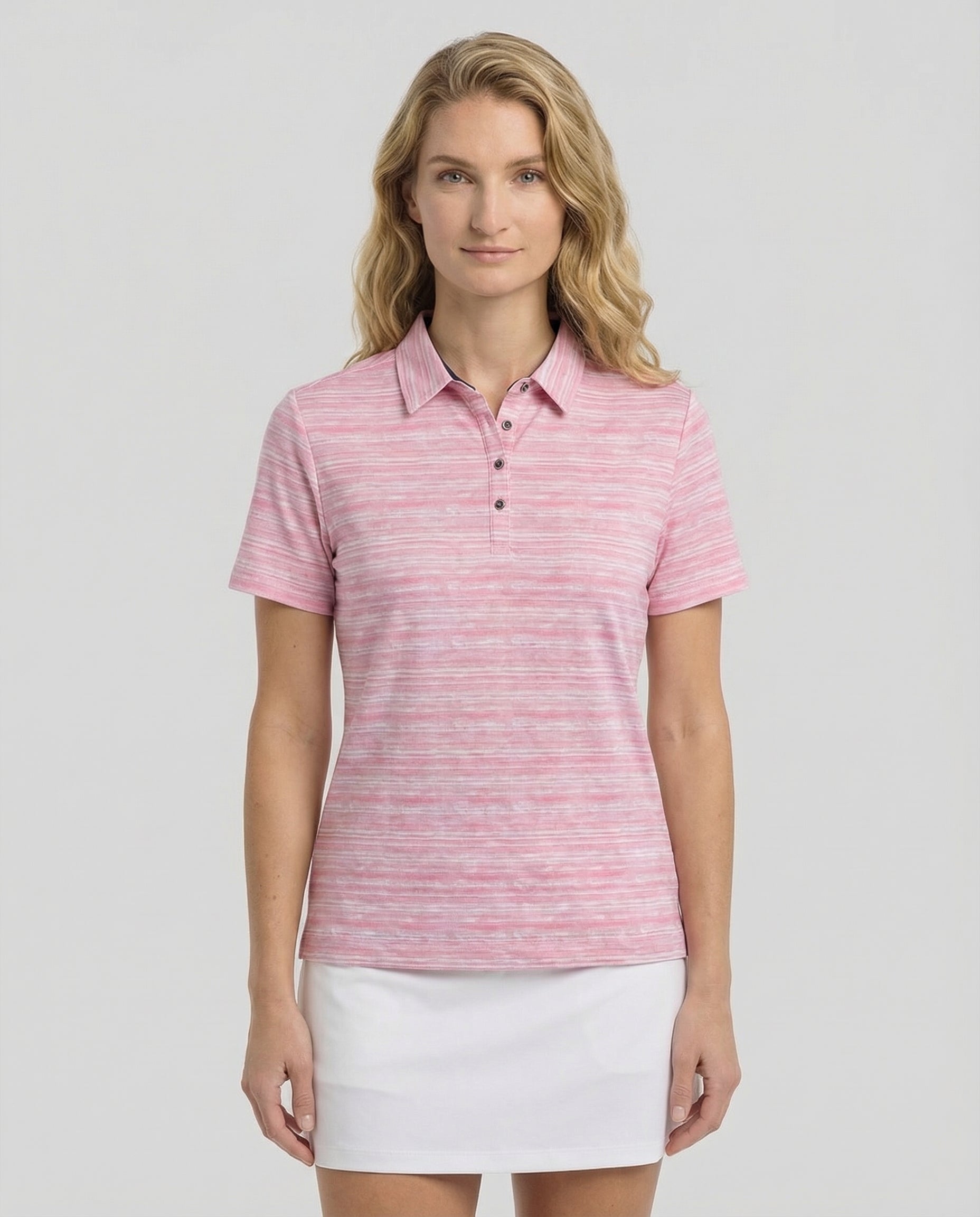 Nancy - Womens 4 Button Broken Stripe Polo