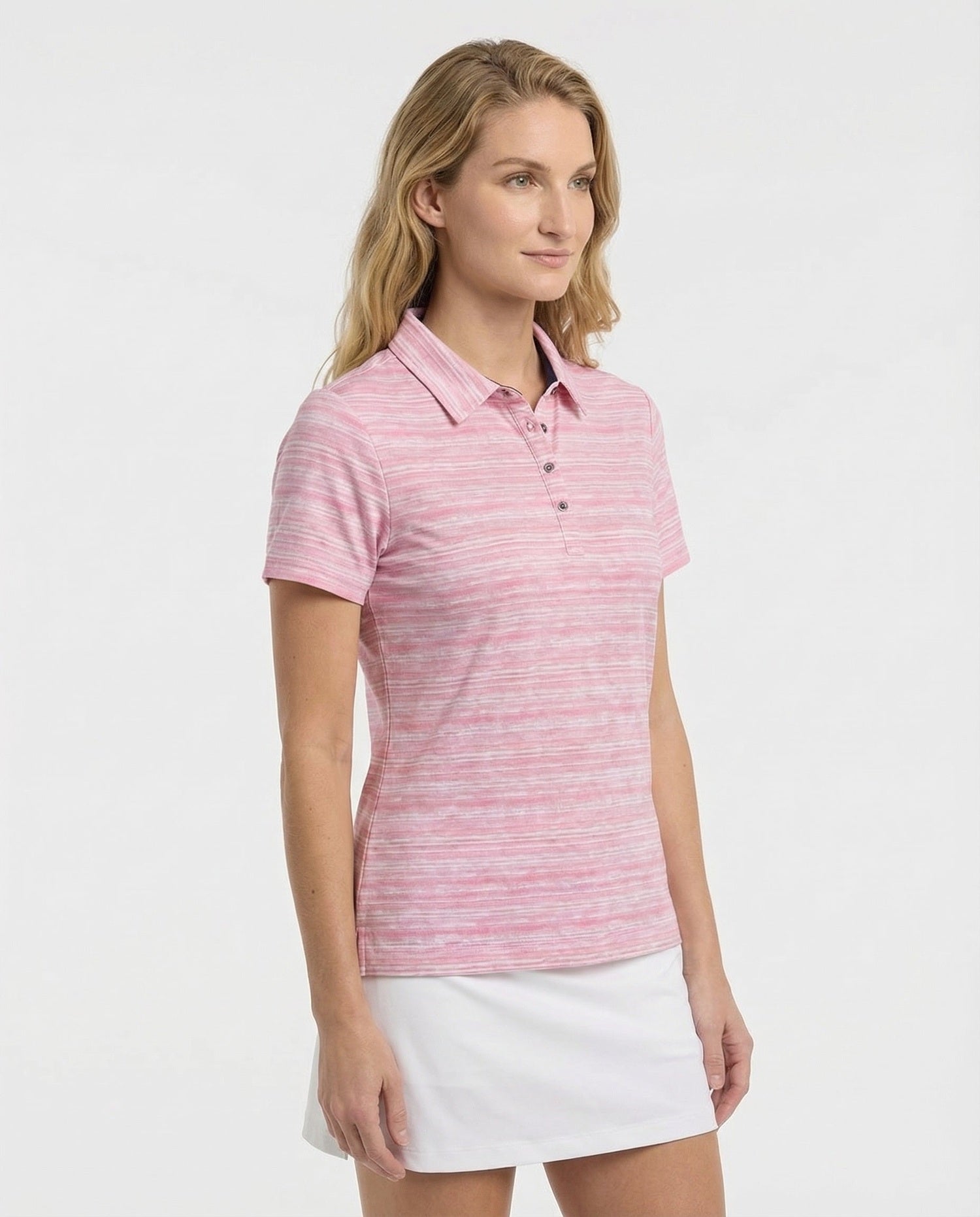 Nancy - Womens 4 Button Broken Stripe Polo