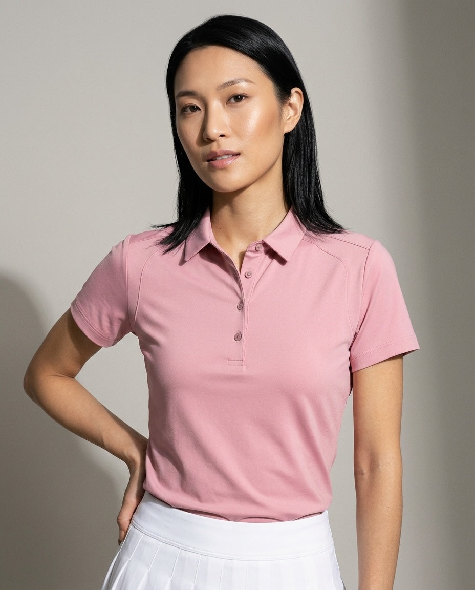 Women's SwingFree™ Performance Polo in Light Pink, studio front view