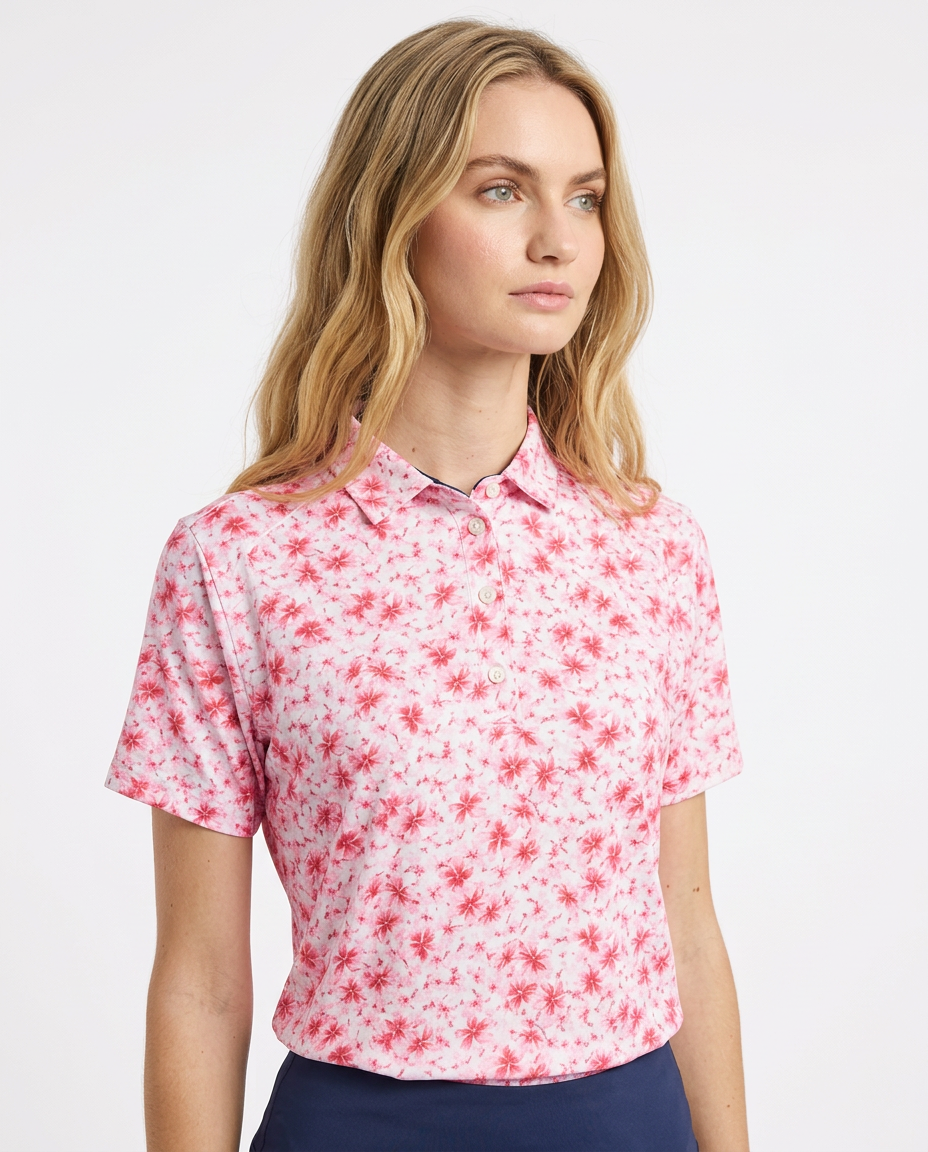 Women's Performance Hawaiian Floral Polo - Pink