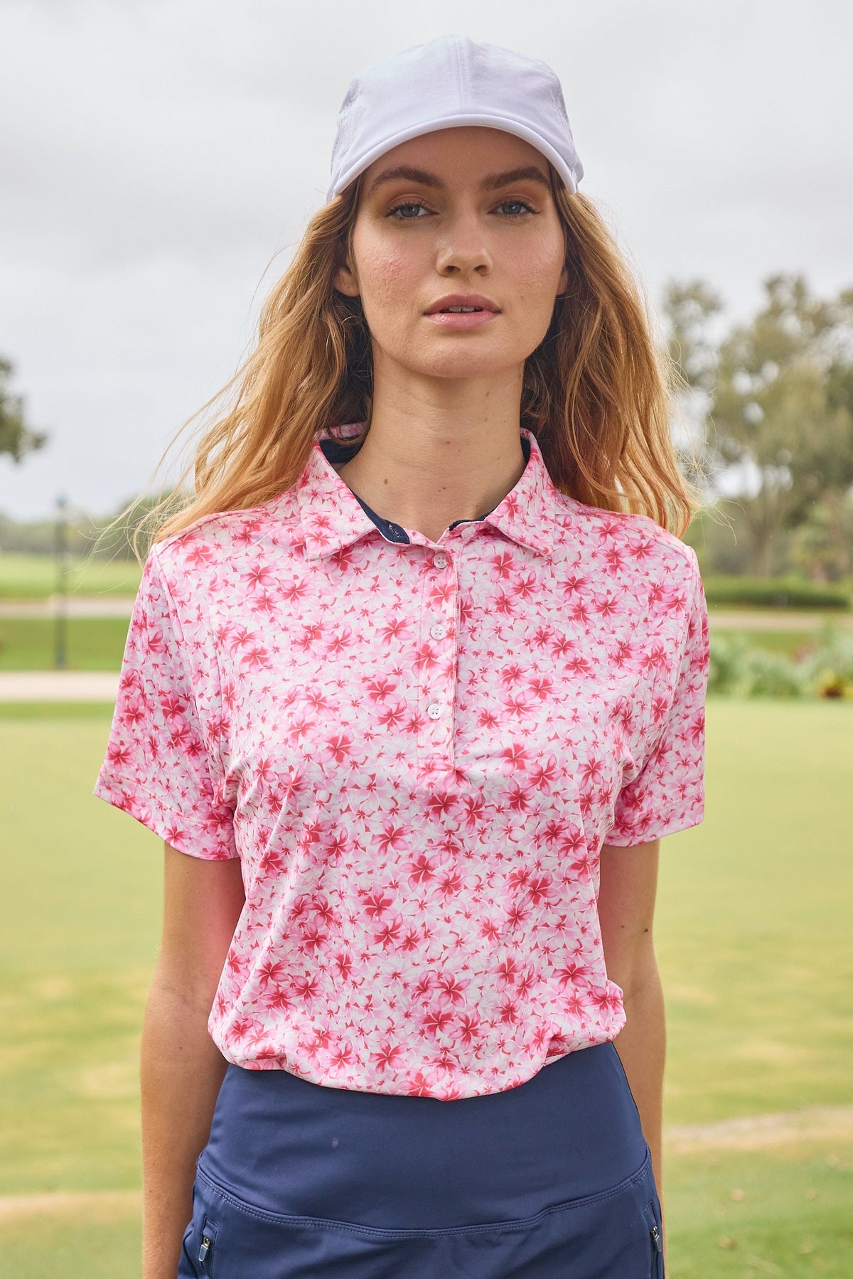 Women's Performance Hawaiian Floral Polo in Pink