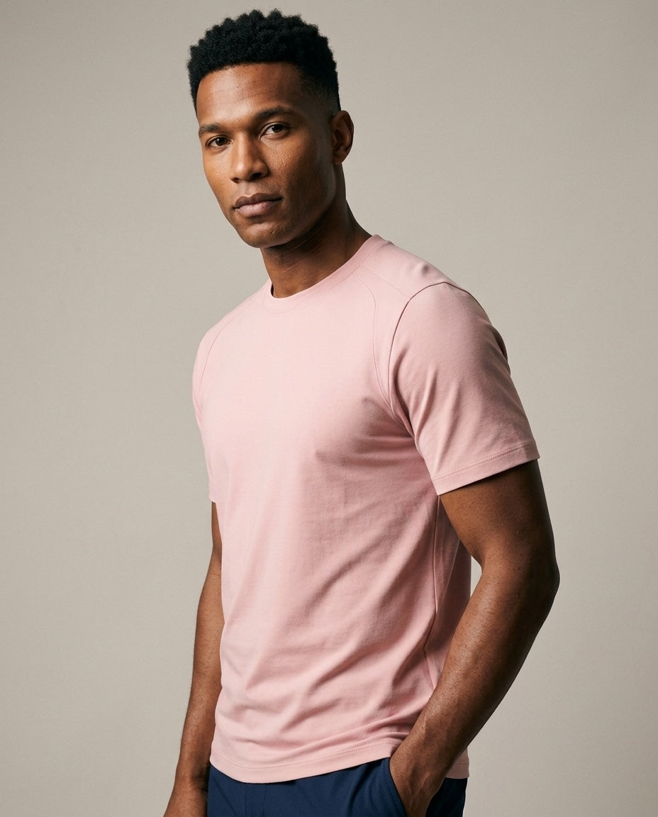 Men's SwingFree™ Performance Crew Tee in Light Pink, studio three-quarter view