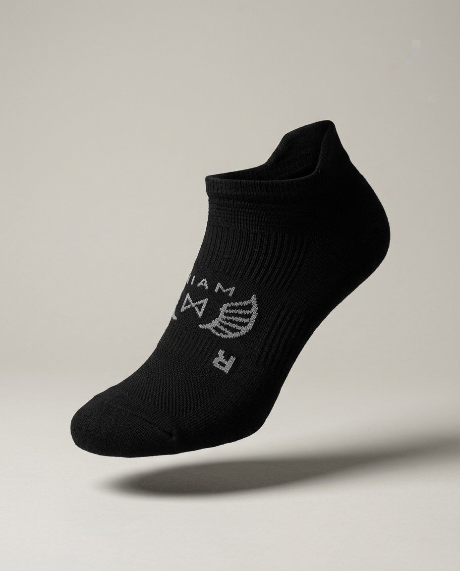 Men's Low Cut Golf Sock in Black, studio front view