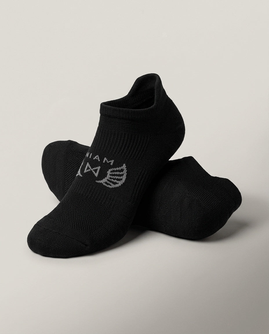 Men's Low Cut Golf Sock in Black, studio pair view