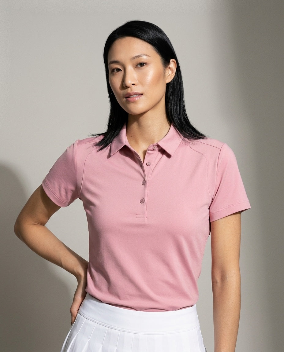Women's SwingFree™ Performance Polo in Light Pink, studio front view