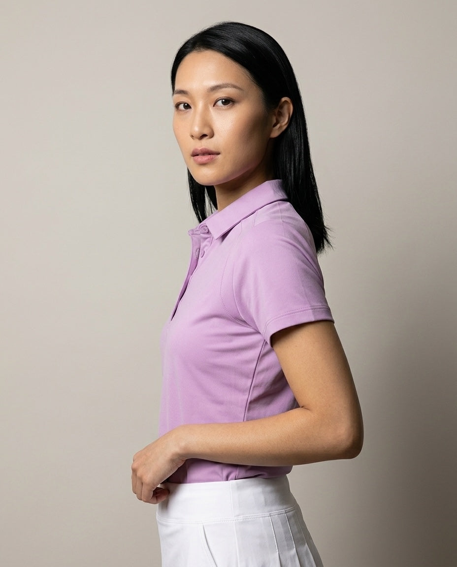 Women's SwingFree™ Performance Polo in Lavender, studio three-quarter view